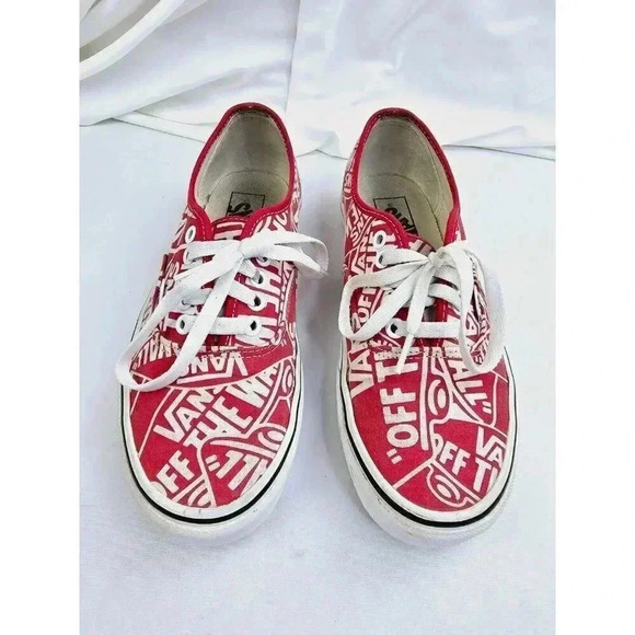 Vans Size Men's 7 Women's Size 8.5 Low Lace Up Vans Off The Wall White Spellout - Picture 1 of 12